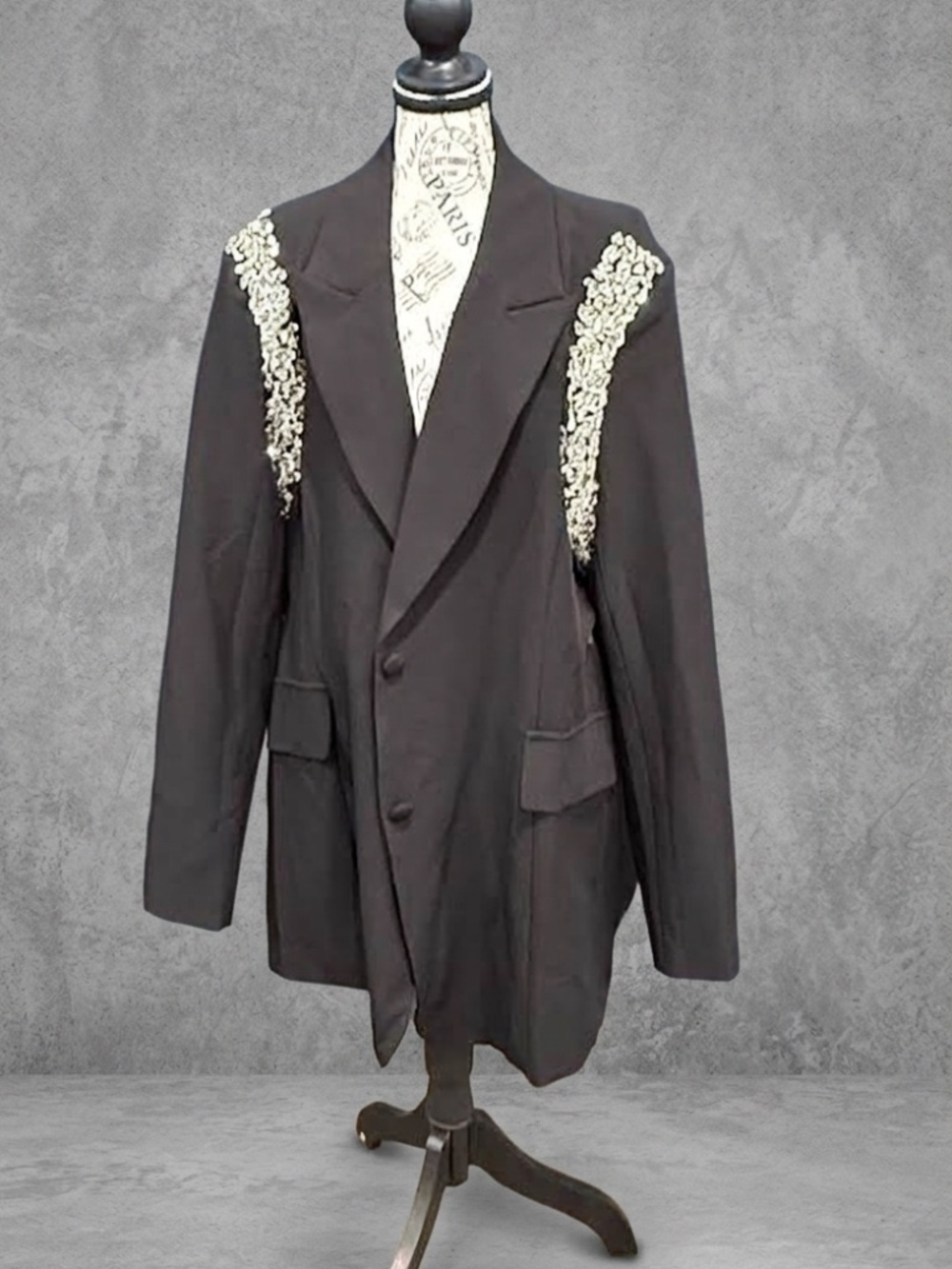 NWT NovaLuxe Fashion Nova Claire Rhinestone Crystal Embellished Blazer Black 3X